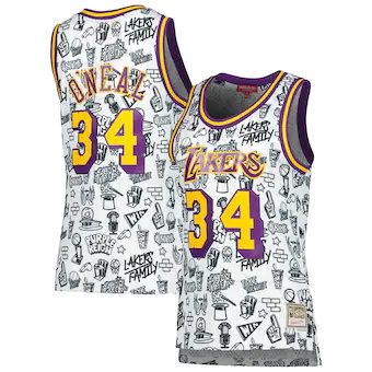 womens mitchell and ness shaquille oneal white los angeles-359